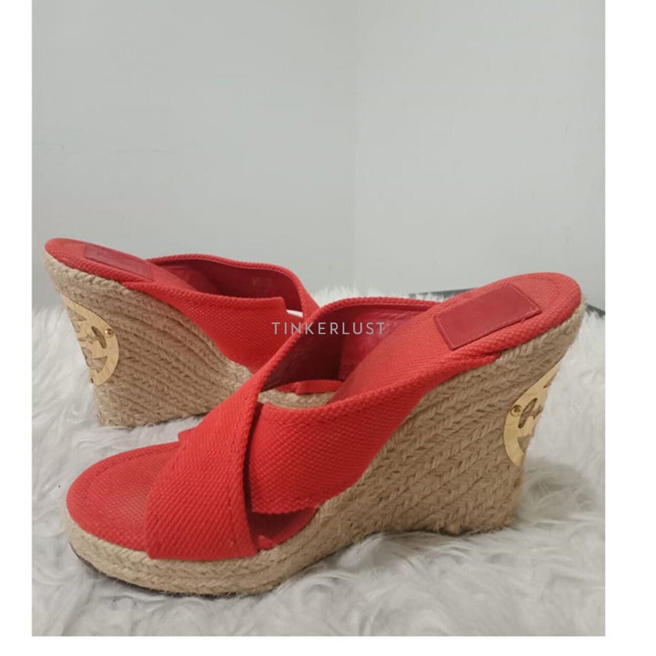 Tory Burch Kristen Coral Espadrilles Wedges