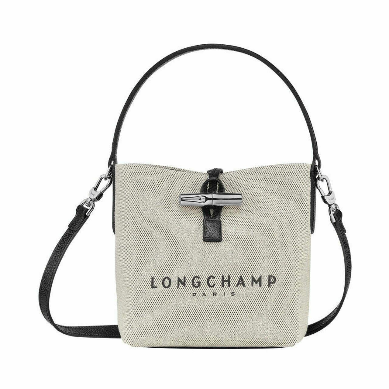 Longchamp Roseau XS Canvas Bucket Bag Ecru