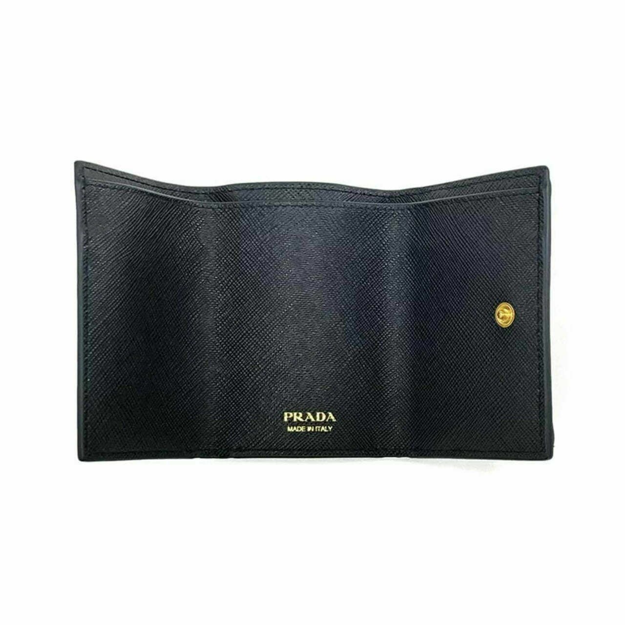 Prada Small Saffiano Leather Wallet External Flap Black Ghw