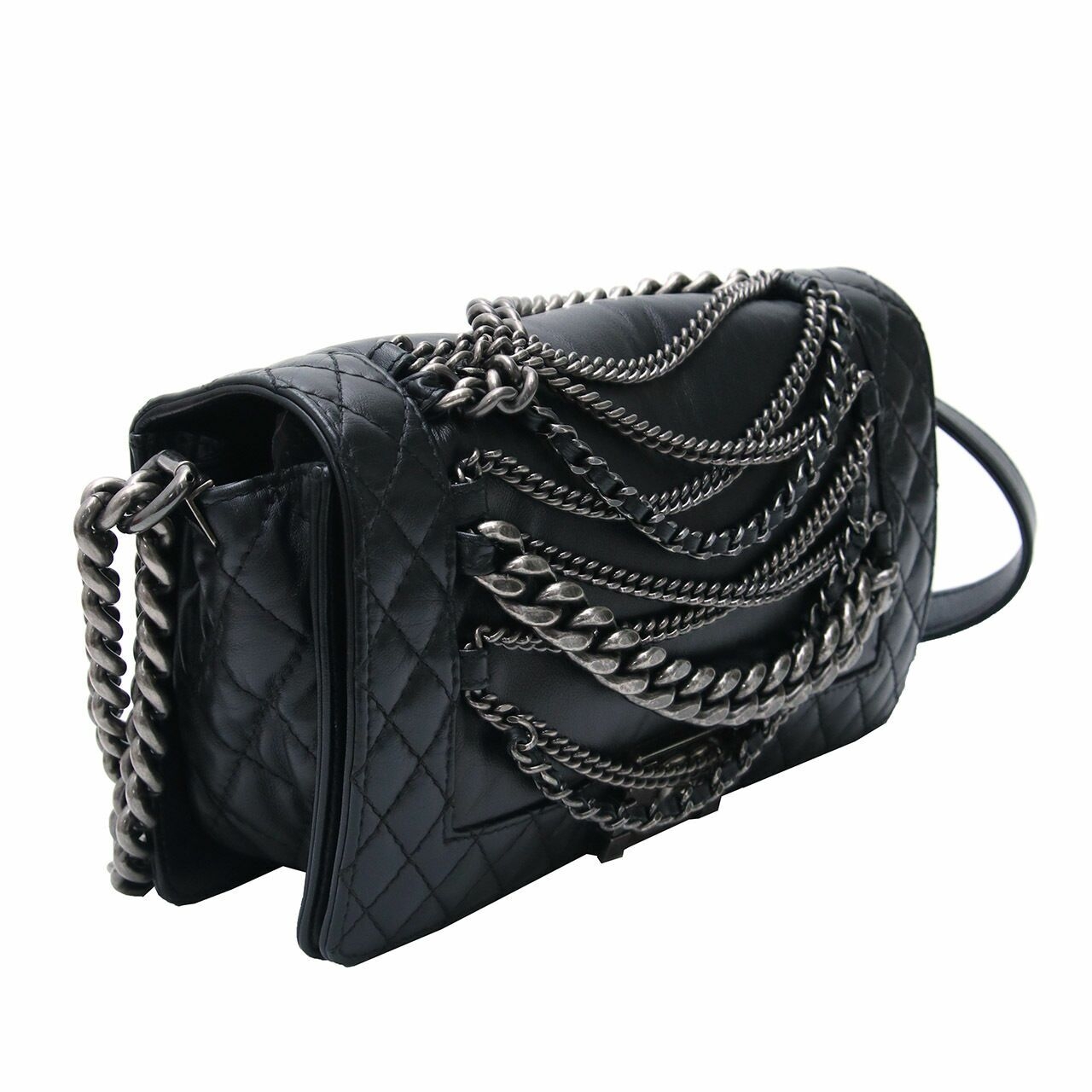 Chanel Boy Med Rock Black Calfskin Shoulder Bag