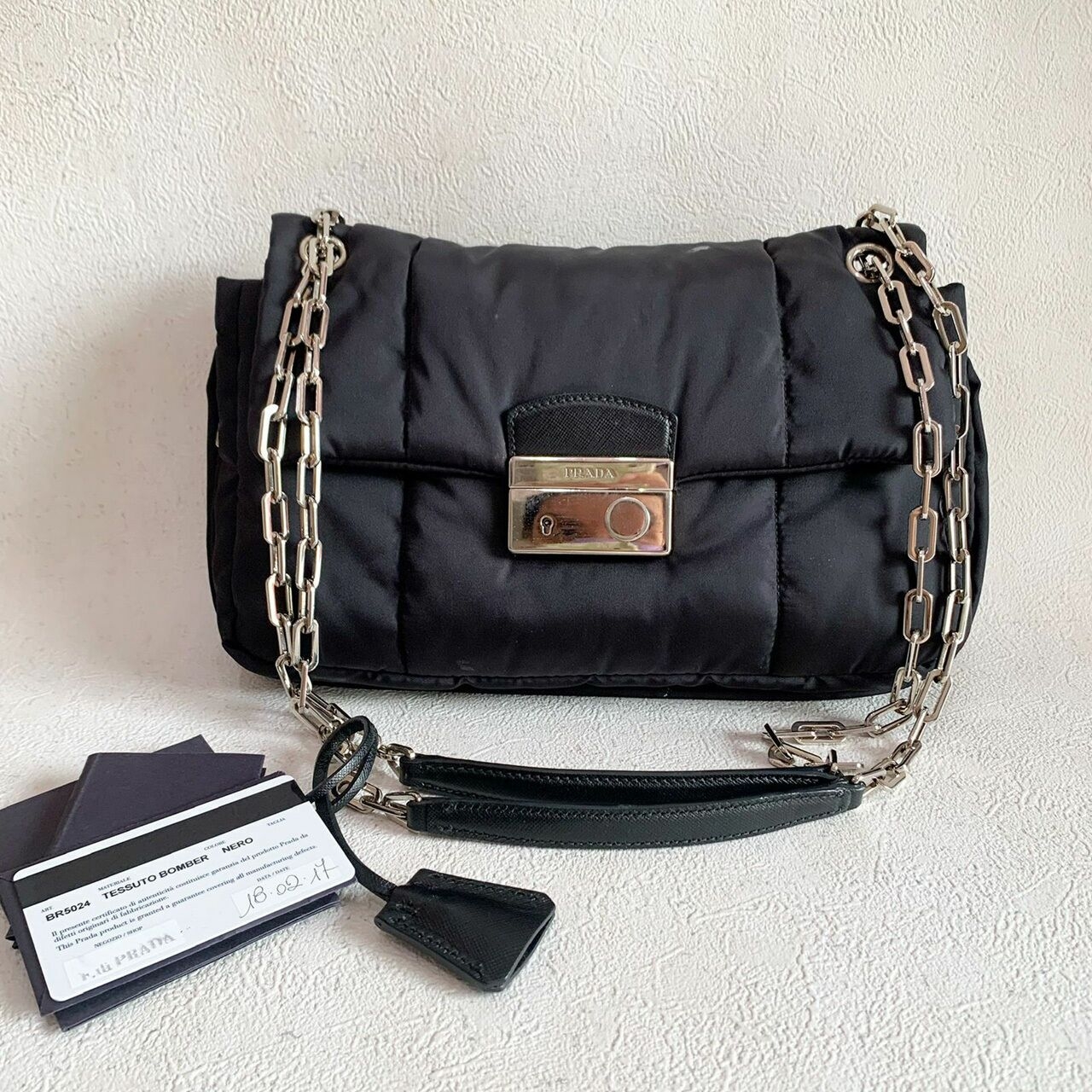  Prada Tessuto Bomber Black 2017 Shoulder Bag