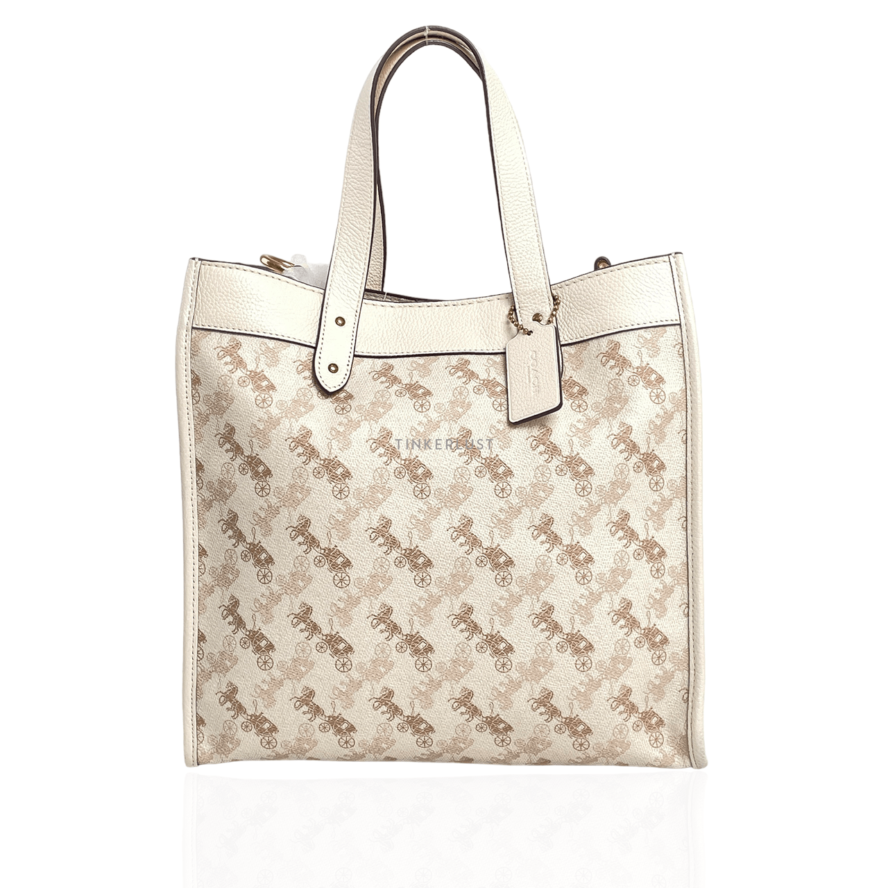 Coach 89143 Field Tote With Horse And Carriage Print Chalk Taupe