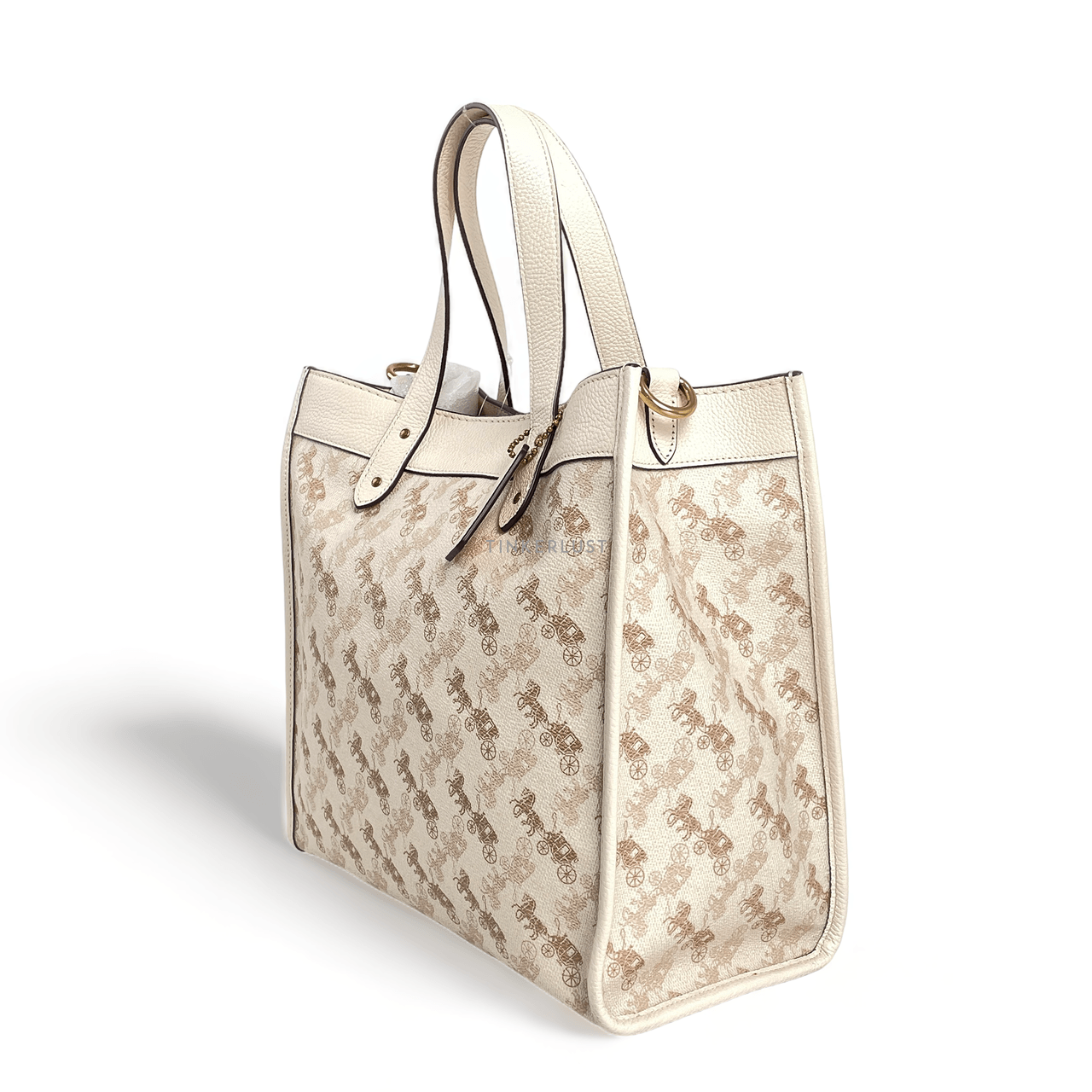 Coach 89143 Field Tote With Horse And Carriage Print Chalk Taupe