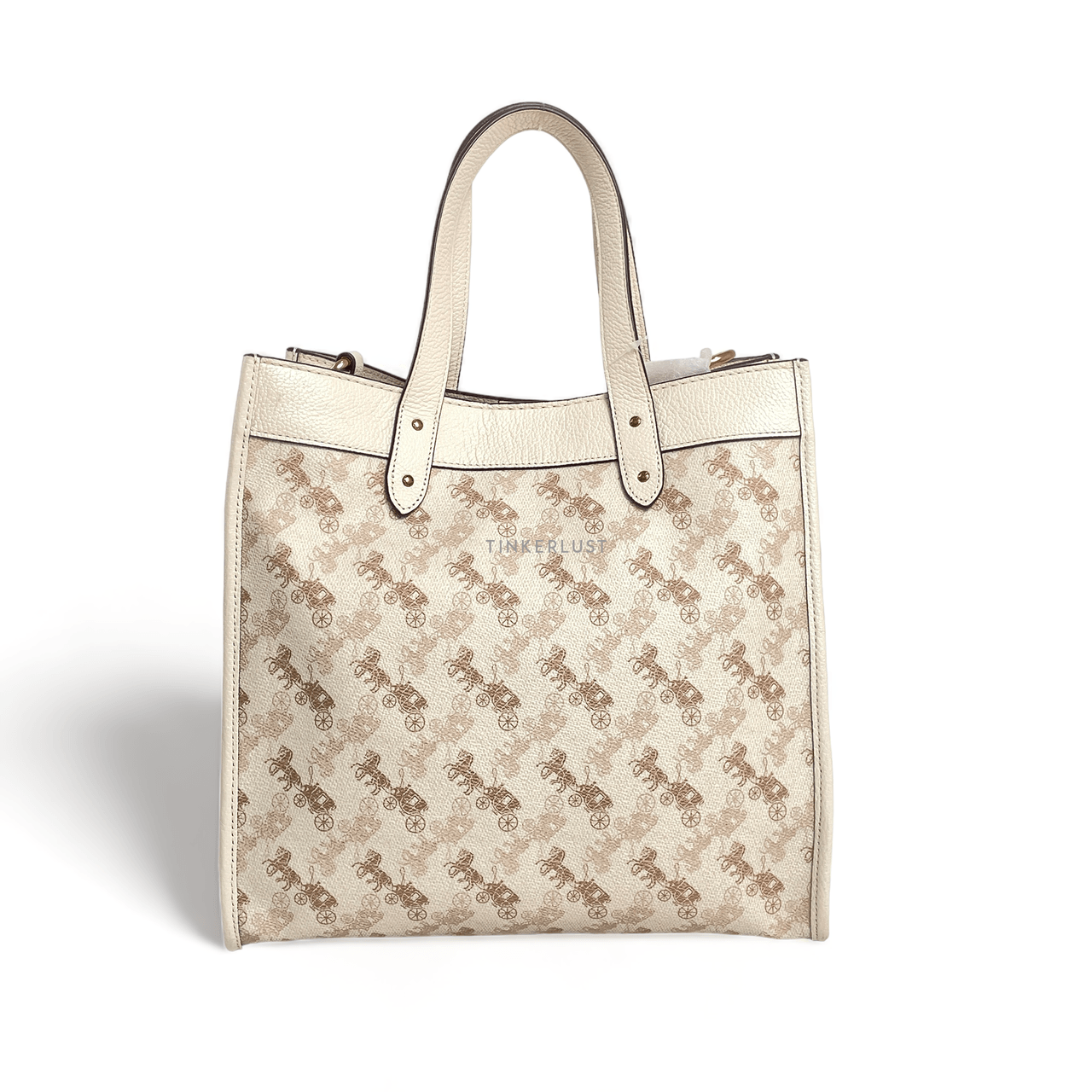 Coach 89143 Field Tote With Horse And Carriage Print Chalk Taupe