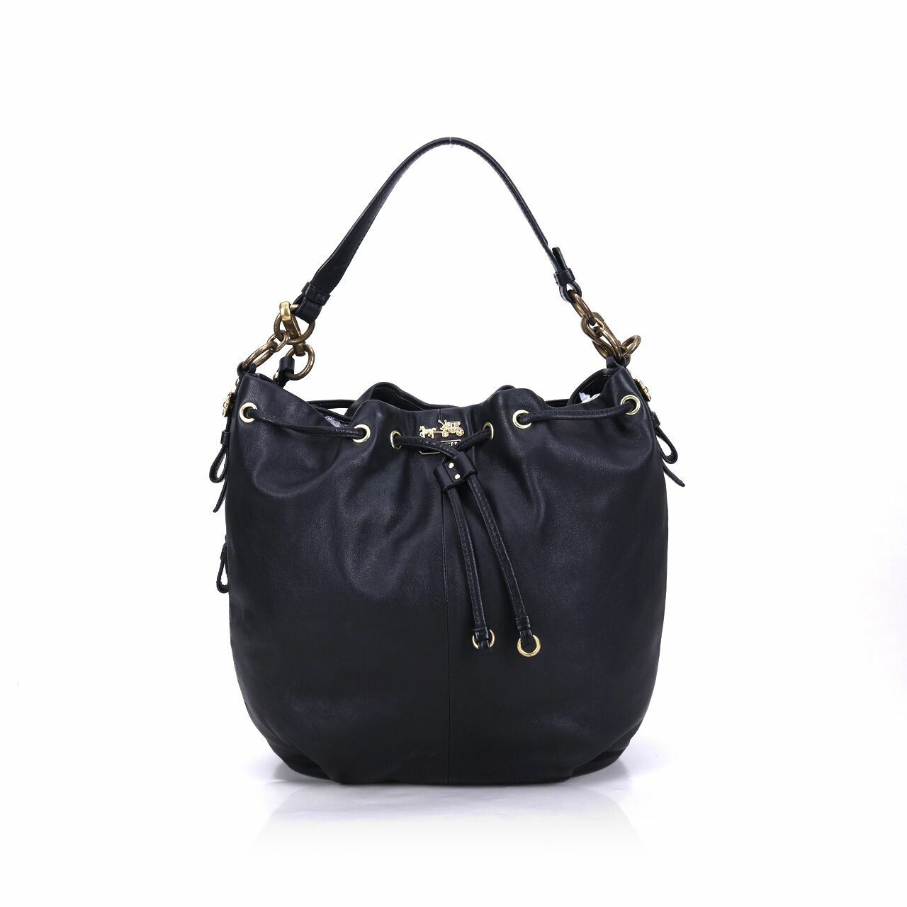 Coach Madison Marielle Drawstring Black Satchel Bag