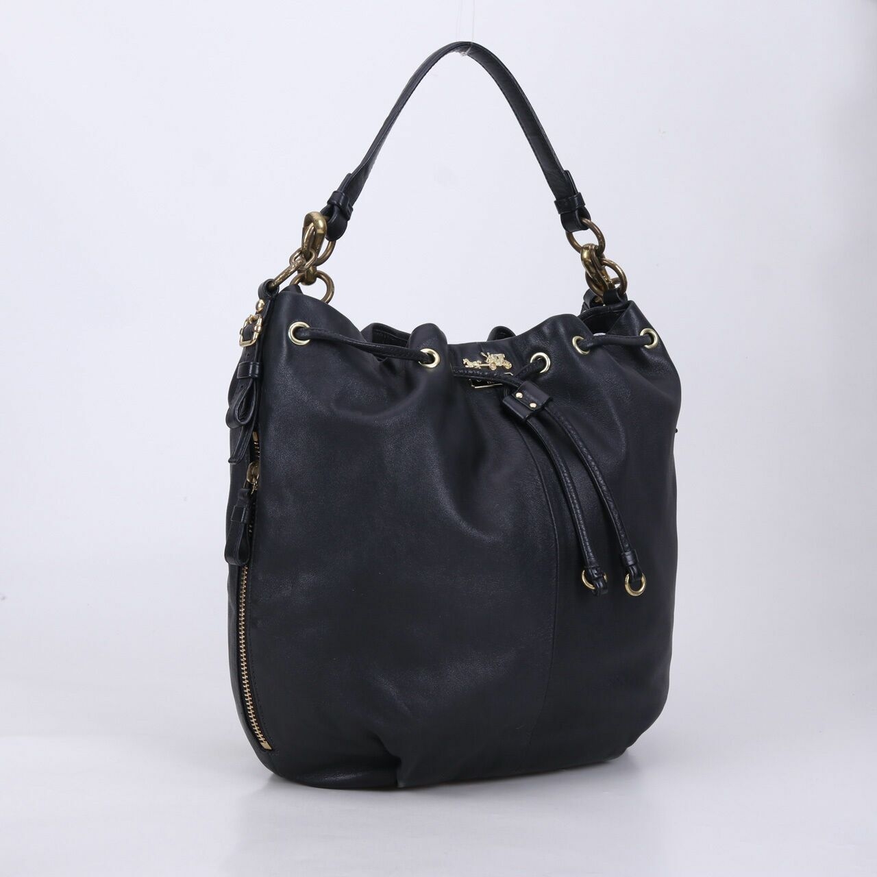 Coach Madison Marielle Drawstring Black Satchel Bag