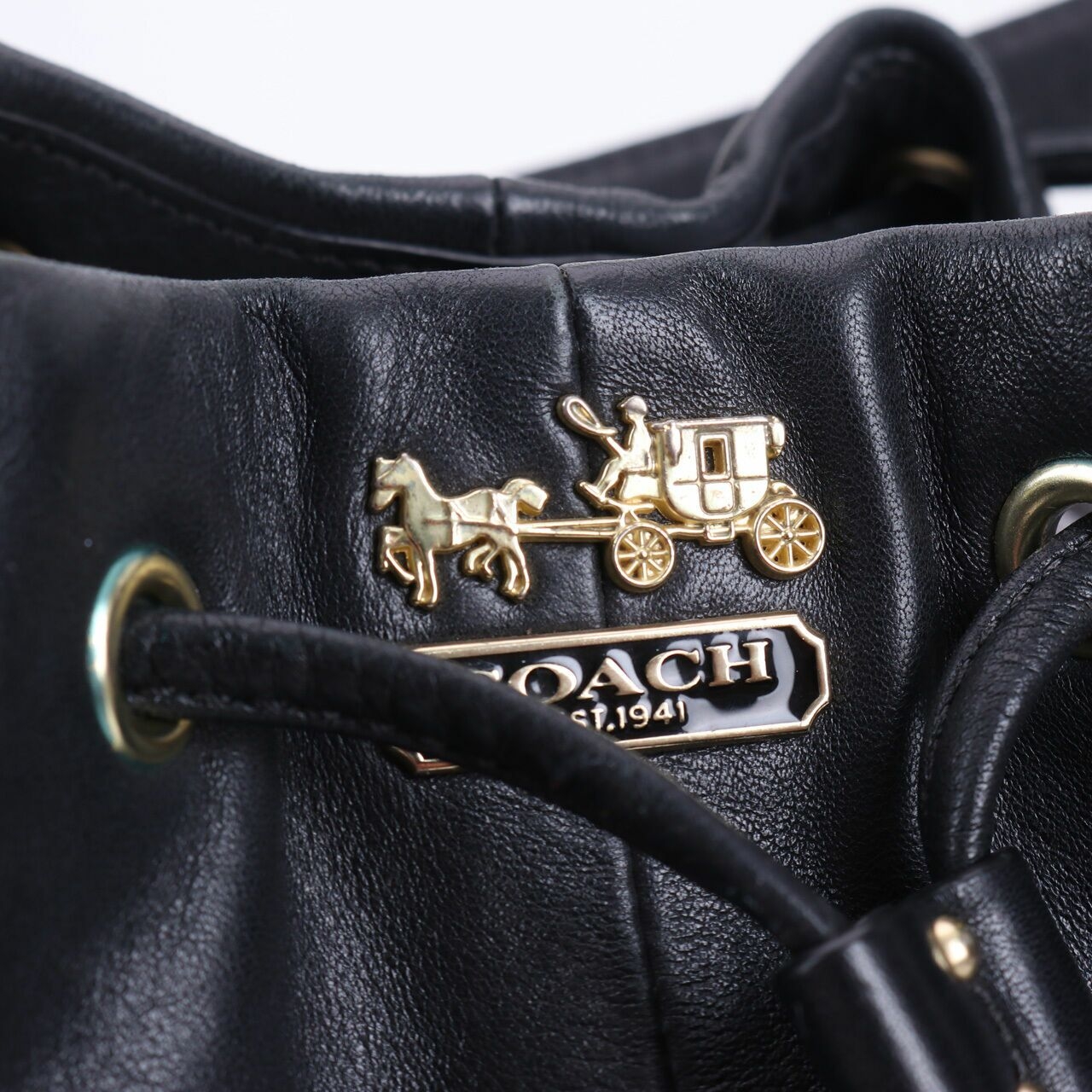 Coach Madison Marielle Drawstring Black Satchel Bag