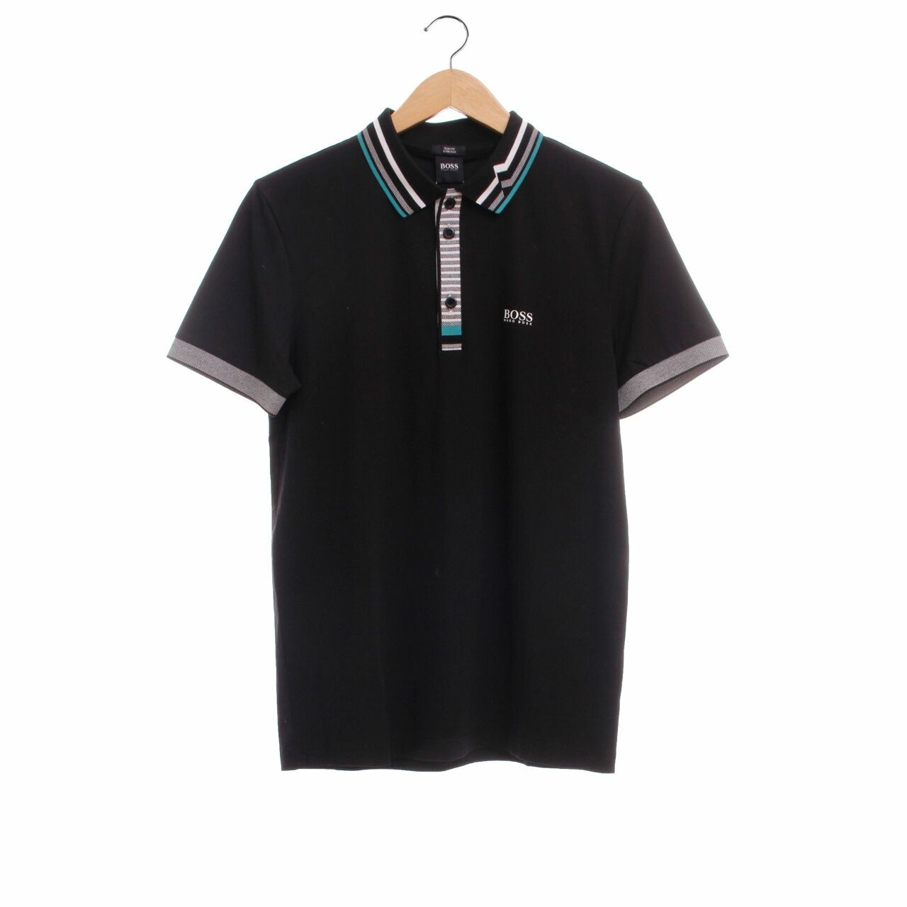 Hugo Boss Paule Collar Logo Detail Slim Fit Black Polo Shirt