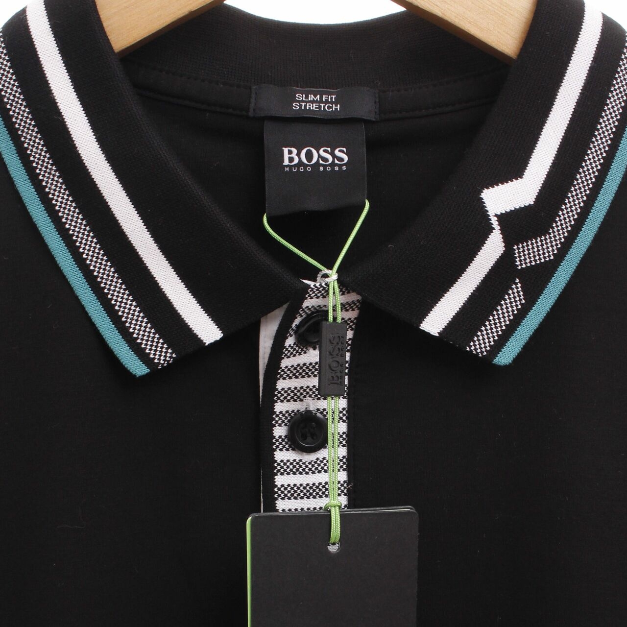 Hugo Boss Paule Collar Logo Detail Slim Fit Black Polo Shirt