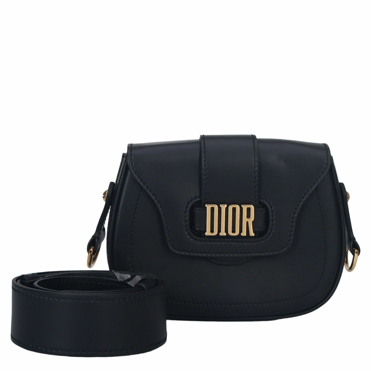 Christian Dior Calfskin D Fence Black Saddle Bag 