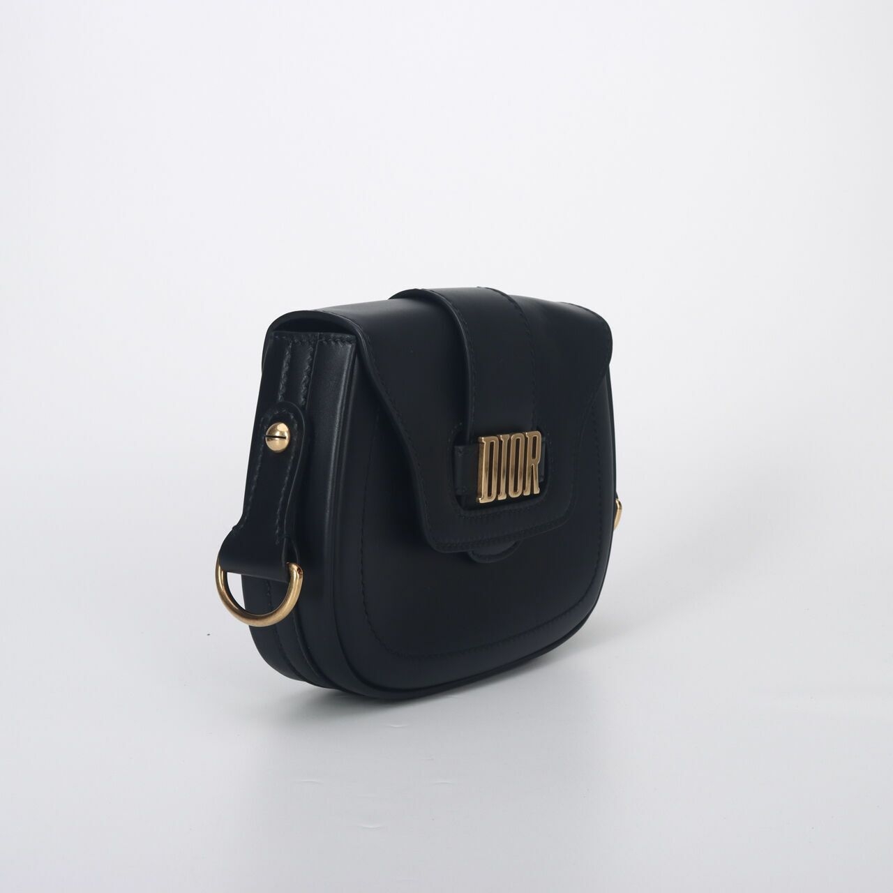 Christian Dior Calfskin D Fence Black Saddle Bag 