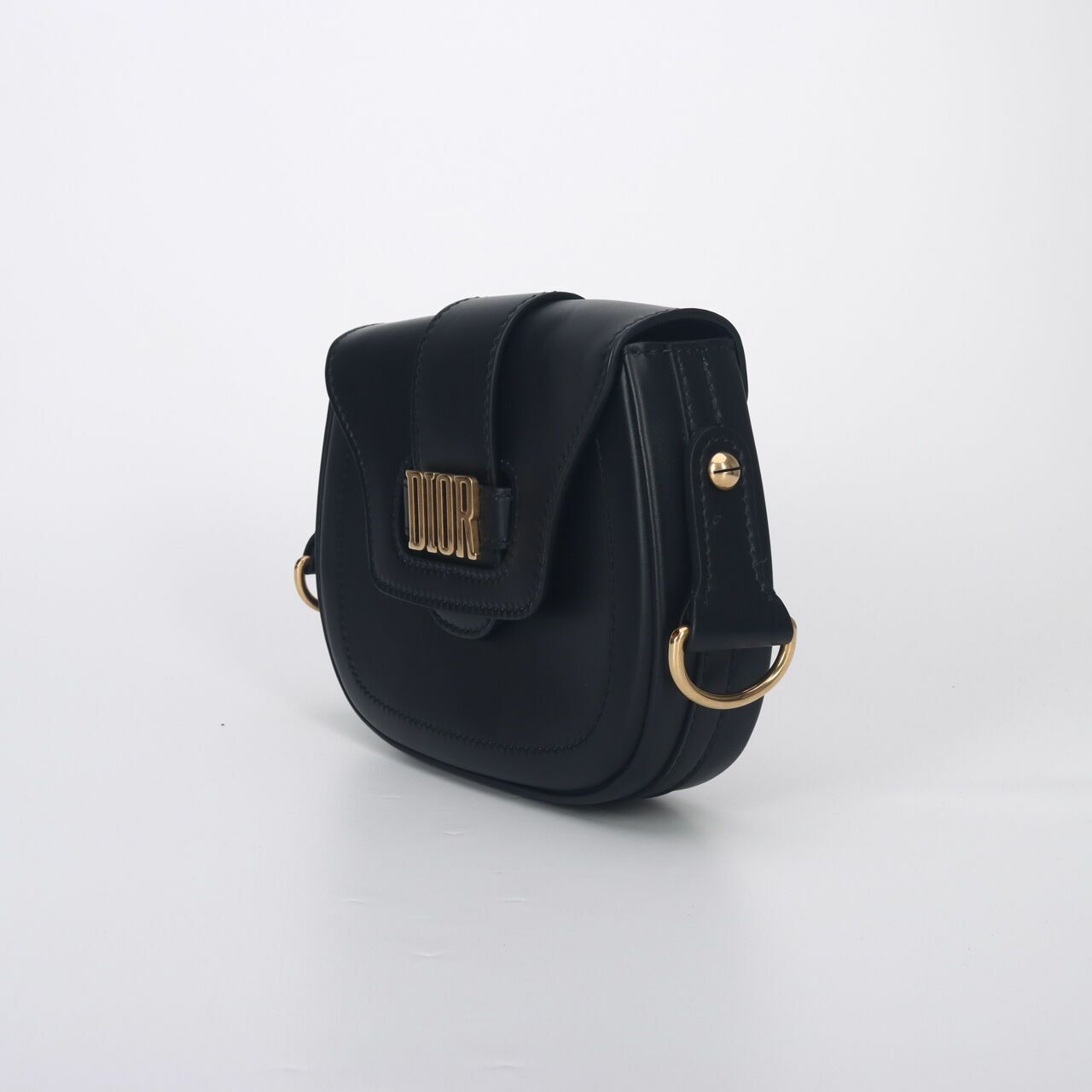 Christian Dior Calfskin D Fence Black Saddle Bag 