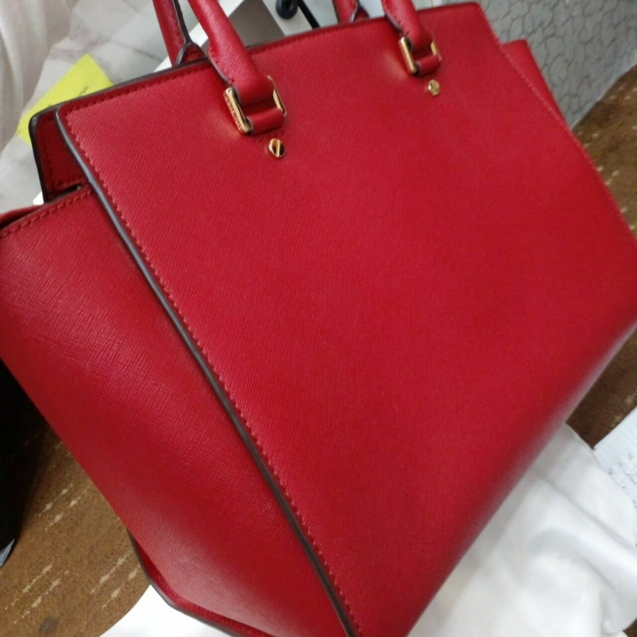 Michael Kors Selma Saffiano Red Satchel