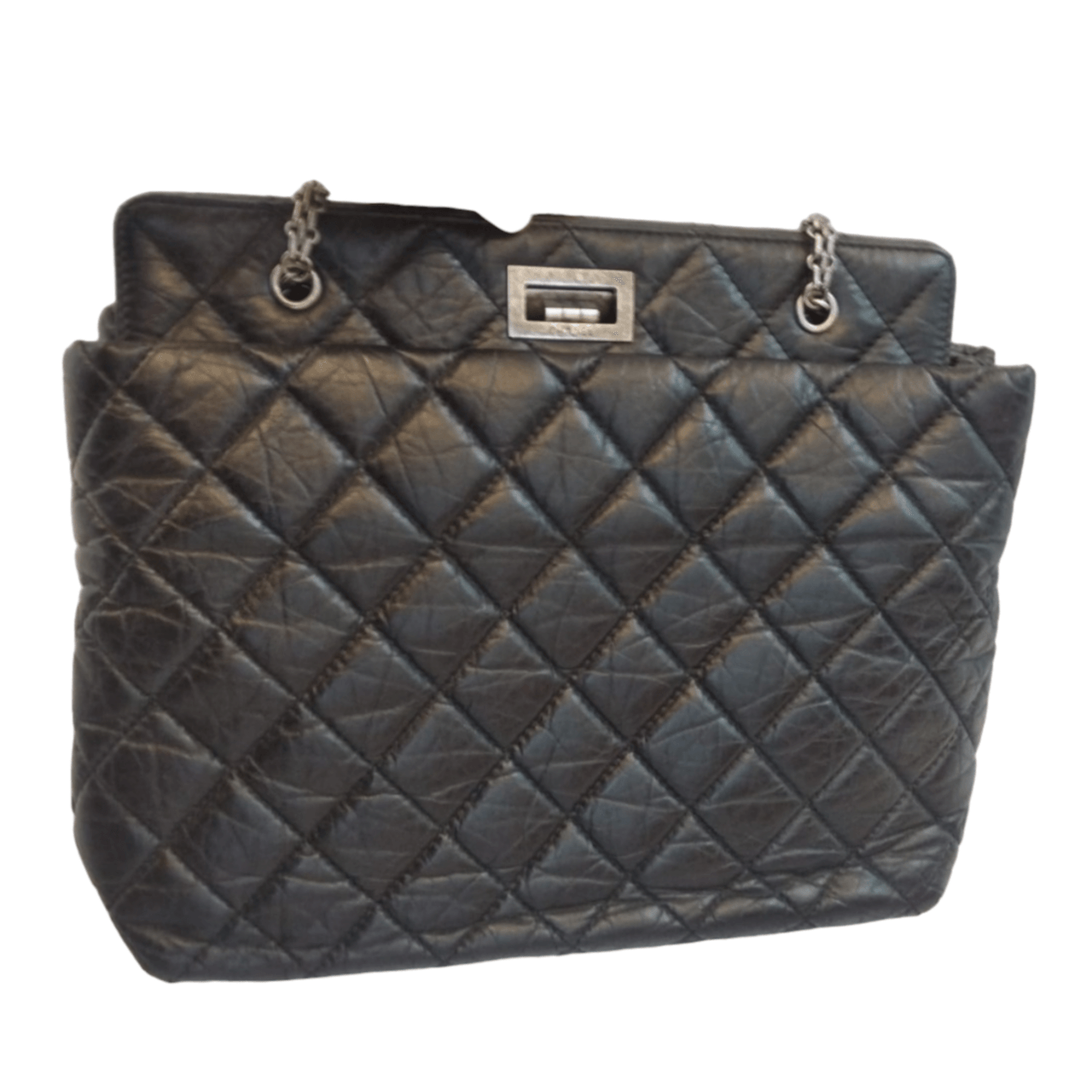 Chanel Black Quilted Aged Calfskin Leather Reissue Tote Bag