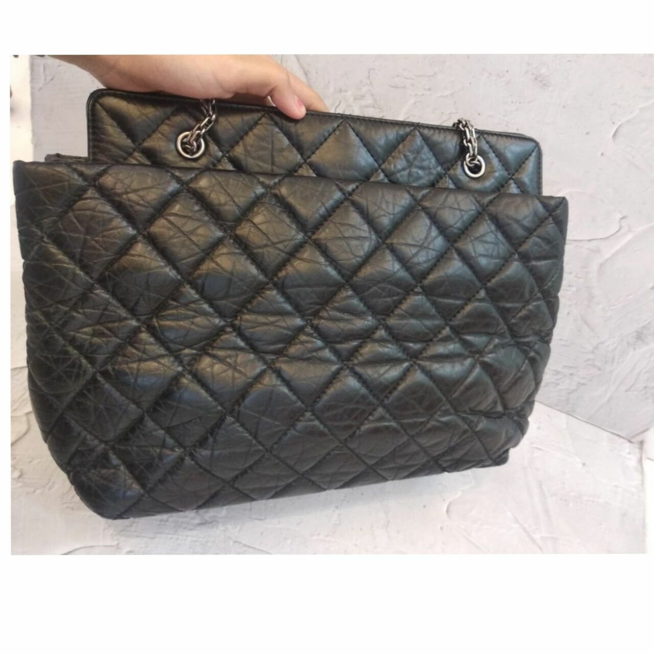 Chanel Black Quilted Aged Calfskin Leather Reissue Tote Bag