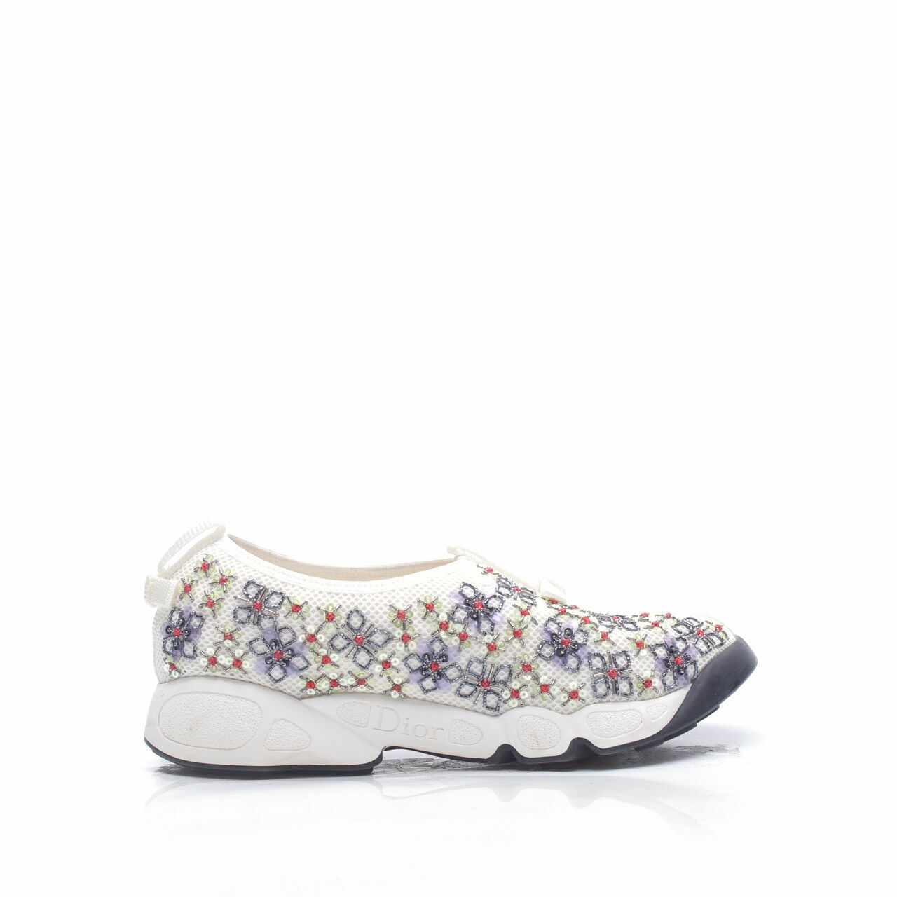 Dior White Mesh Embellished Fusion Slip On Sneakers 