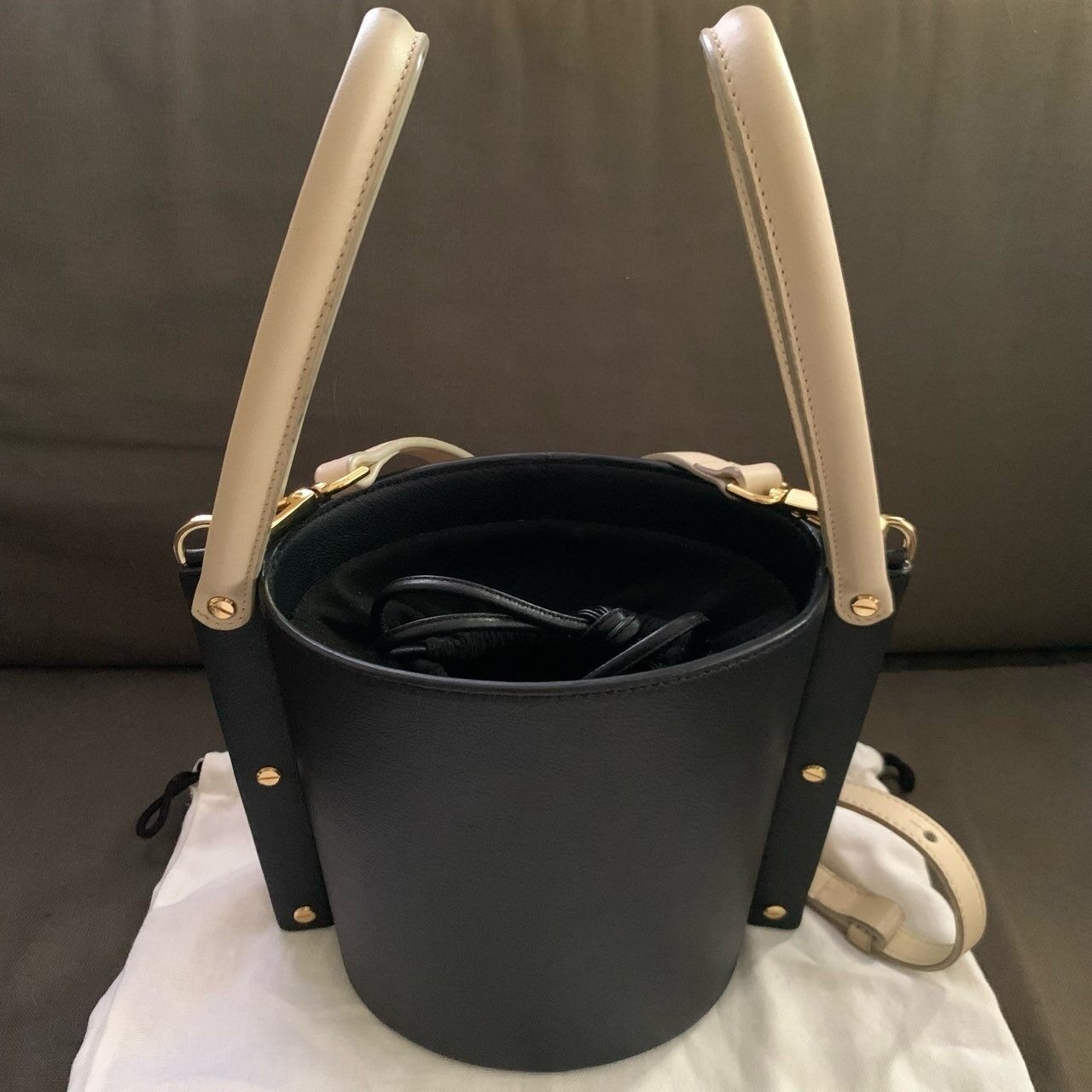 Yuzefi Cubo Leather Bucket Bag Two Tone