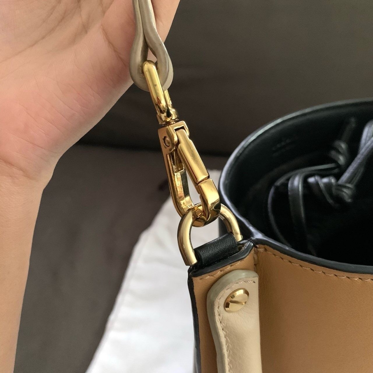 Yuzefi Cubo Leather Bucket Bag Two Tone