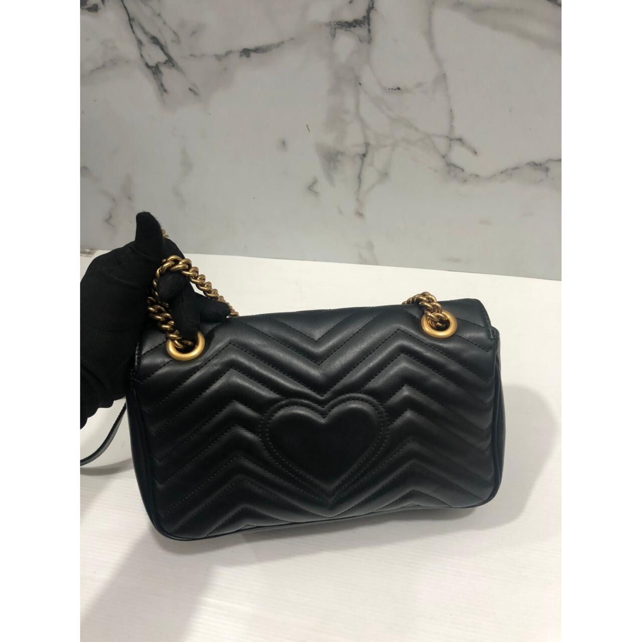 Gucci GG Marmont Small Black GHW Shoulder Bag