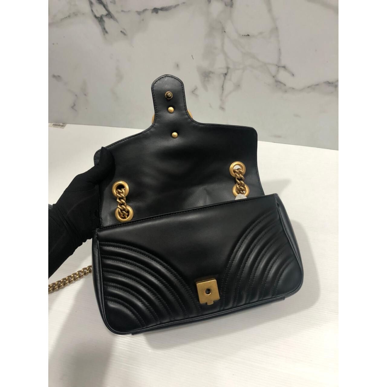 Gucci GG Marmont Small Black GHW Shoulder Bag