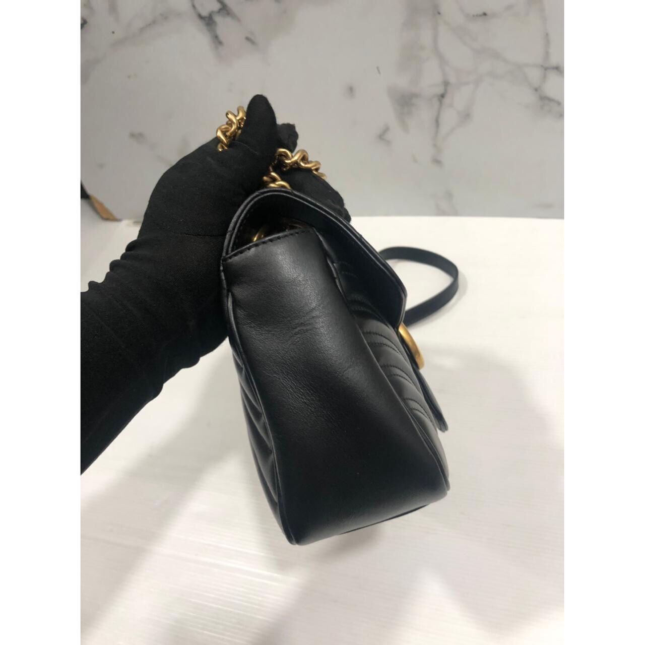 Gucci GG Marmont Small Black GHW Shoulder Bag