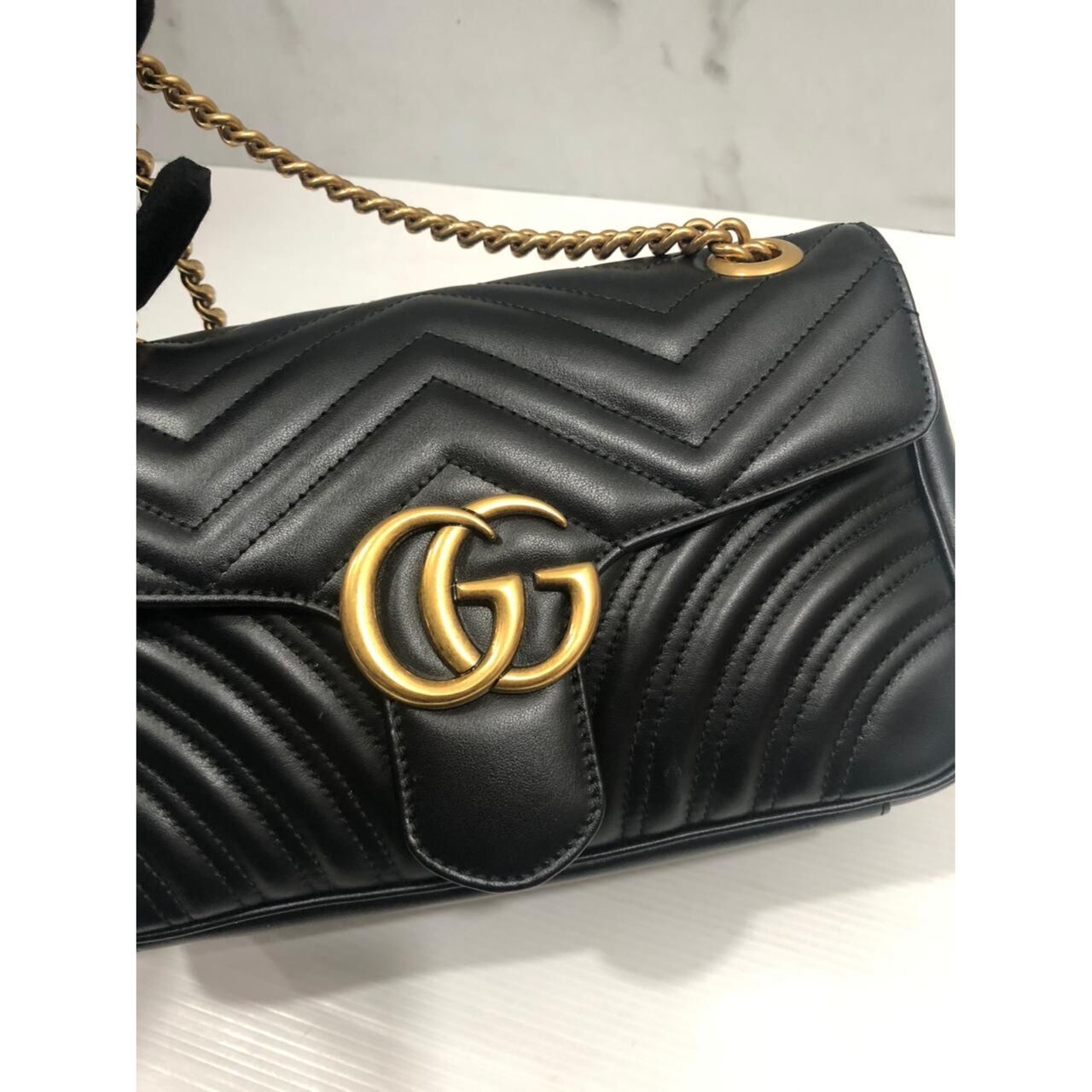 Gucci GG Marmont Small Black GHW Shoulder Bag