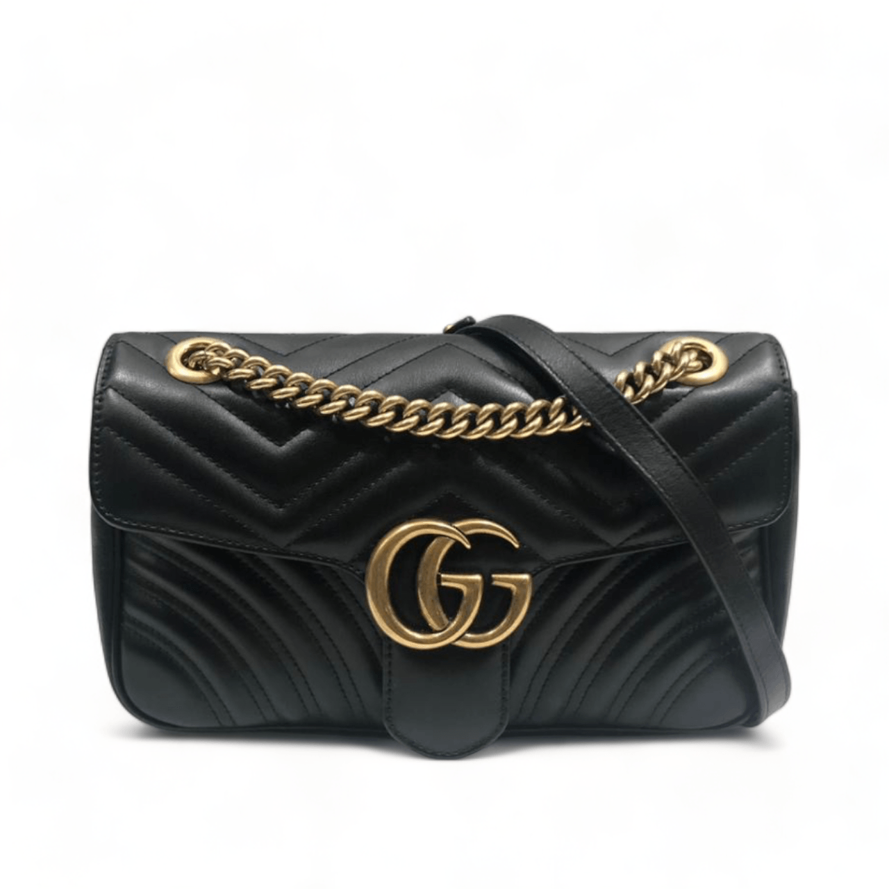 Gucci GG Marmont Small Black GHW Shoulder Bag