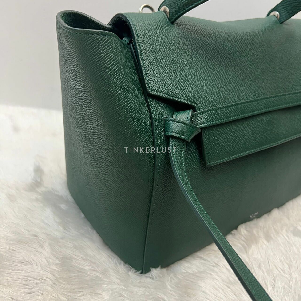 Celine Mini Beltbag Dark Green Grained 2018 Satchel