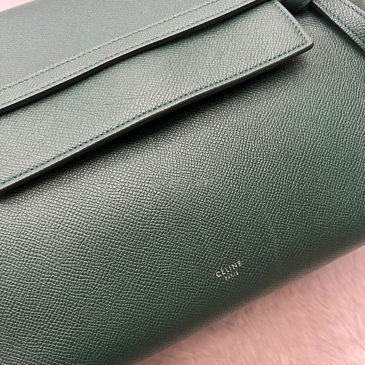 Celine Mini Beltbag Dark Green Grained 2018 Satchel