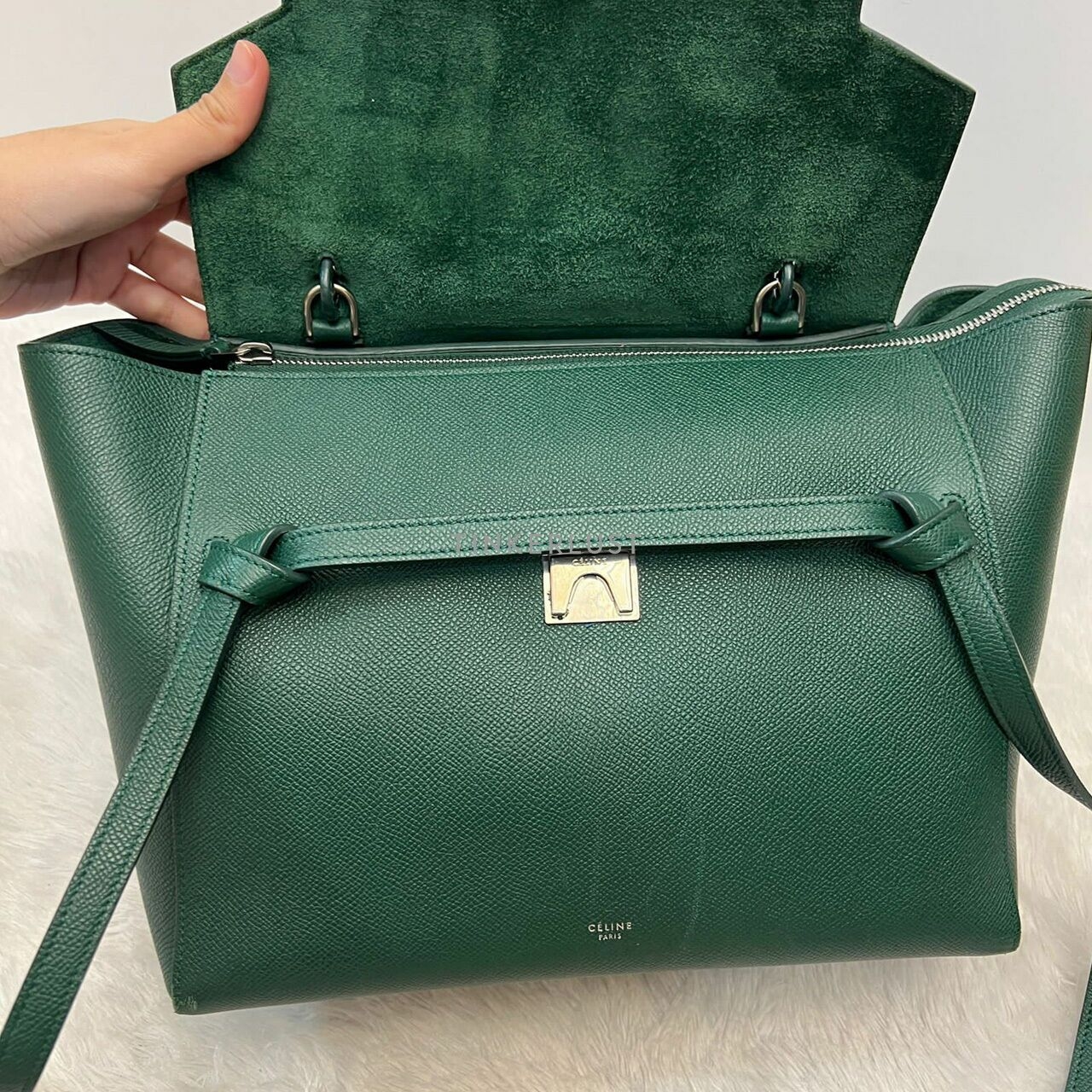 Celine Mini Beltbag Dark Green Grained 2018 Satchel