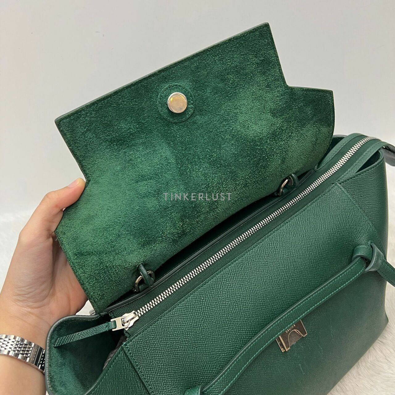 Celine Mini Beltbag Dark Green Grained 2018 Satchel