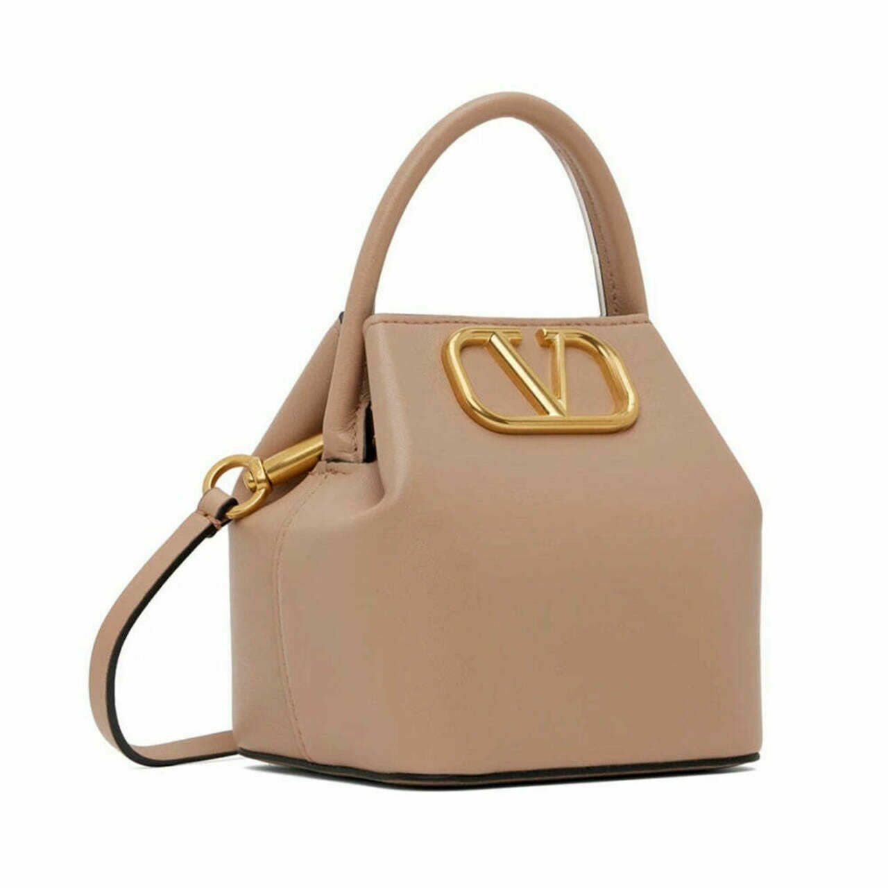 Valentino Garavani VLogo Top Handle Bucket Bag Rose Canelle