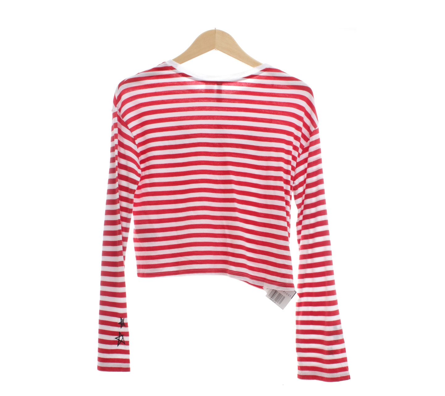 H M Red & White Striped Crop Blouse