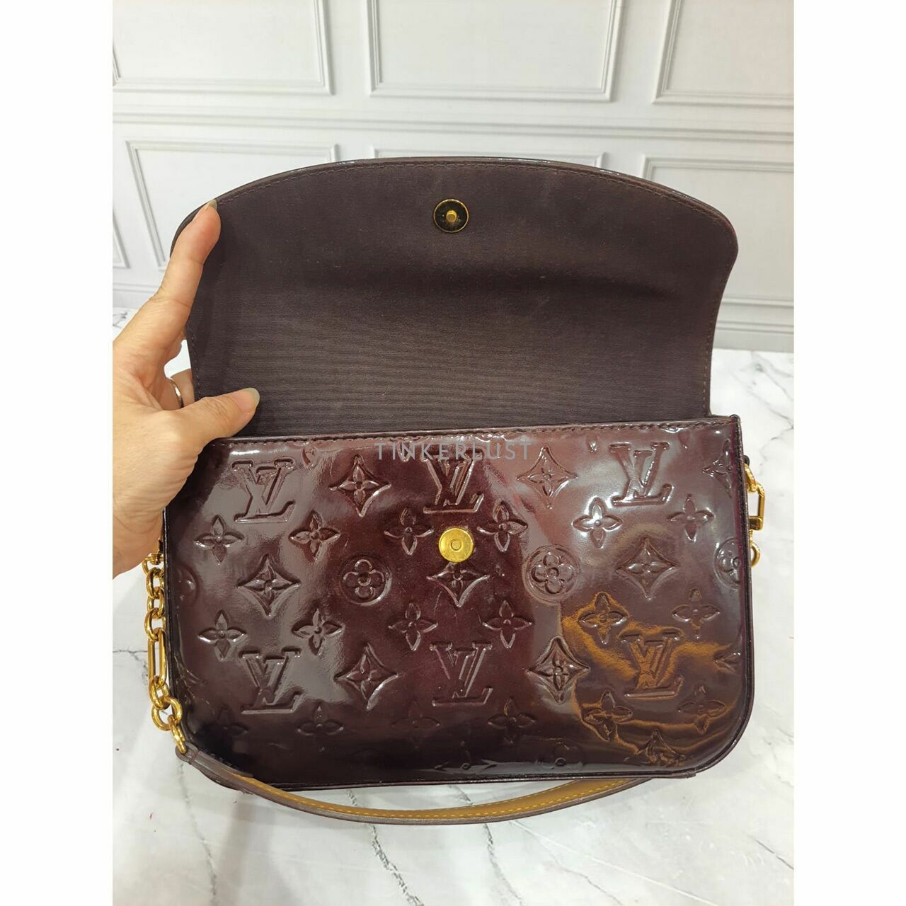 Louis Vuitton Rodeo Drive Brown Monogram Vernish Amarante 2011 GHW Shoulder Bag