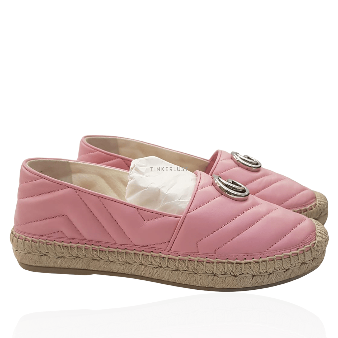 Gucci Espadrilles Marmont Pink Leather SHW Flats