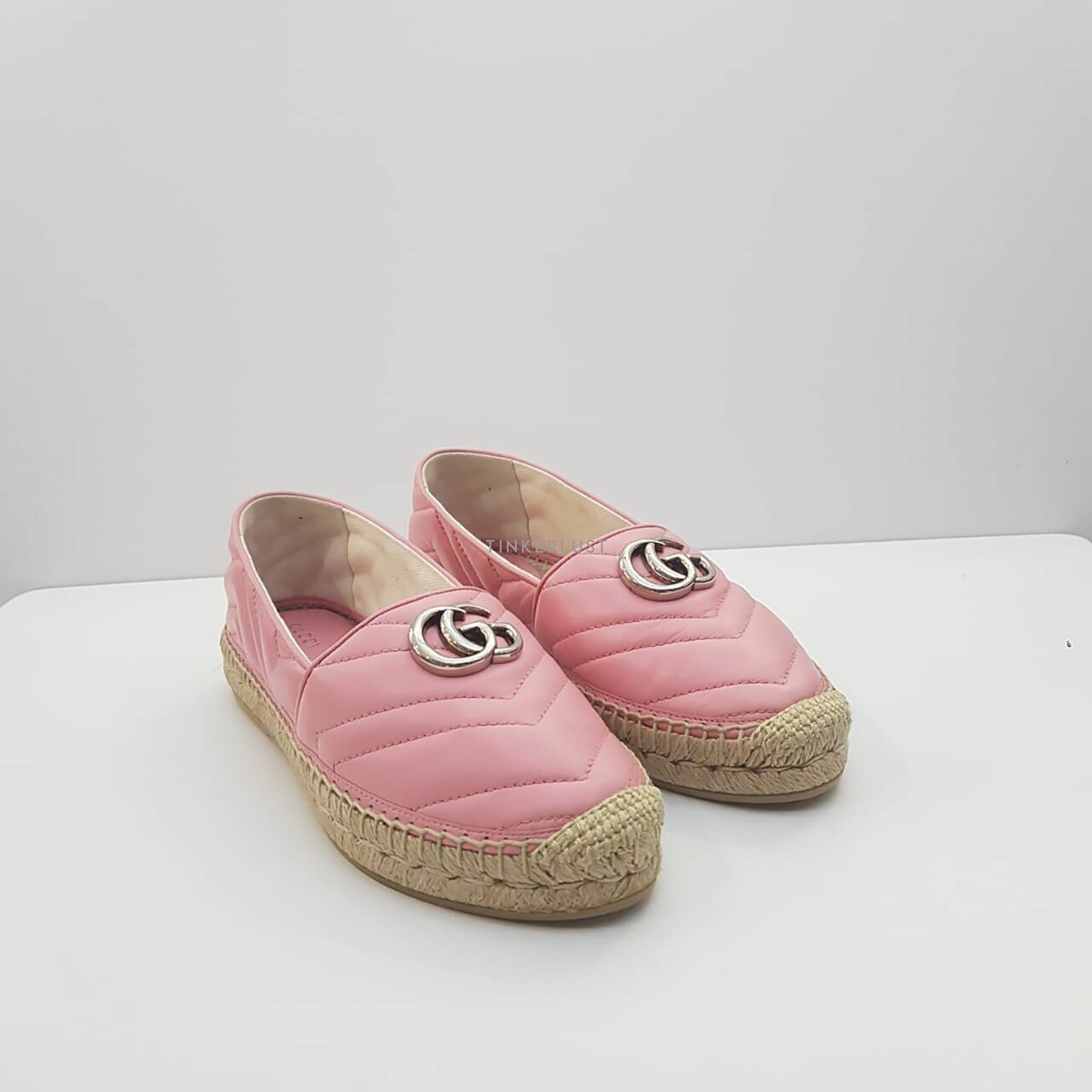 Gucci Espadrilles Marmont Pink Leather SHW Flats