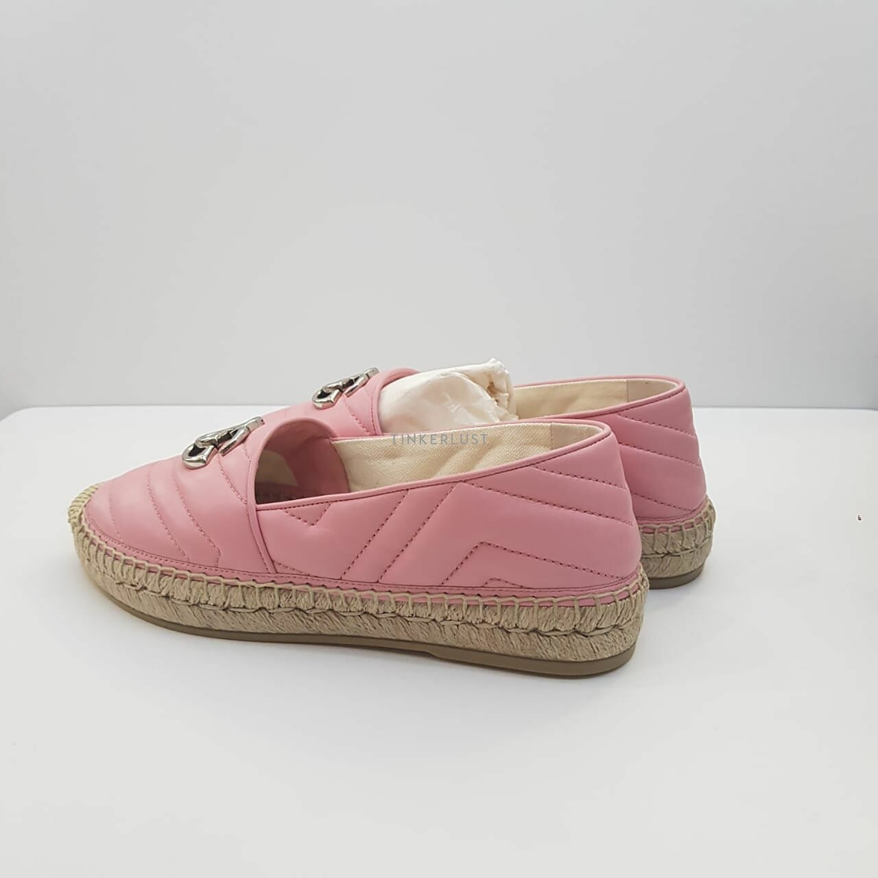 Gucci Espadrilles Marmont Pink Leather SHW Flats