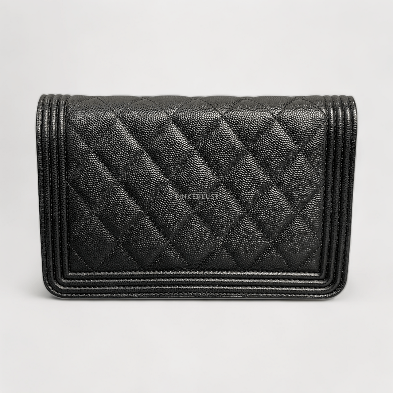 Chanel Boy Caviar Quilted Black Chip GHW Wallet On Chain