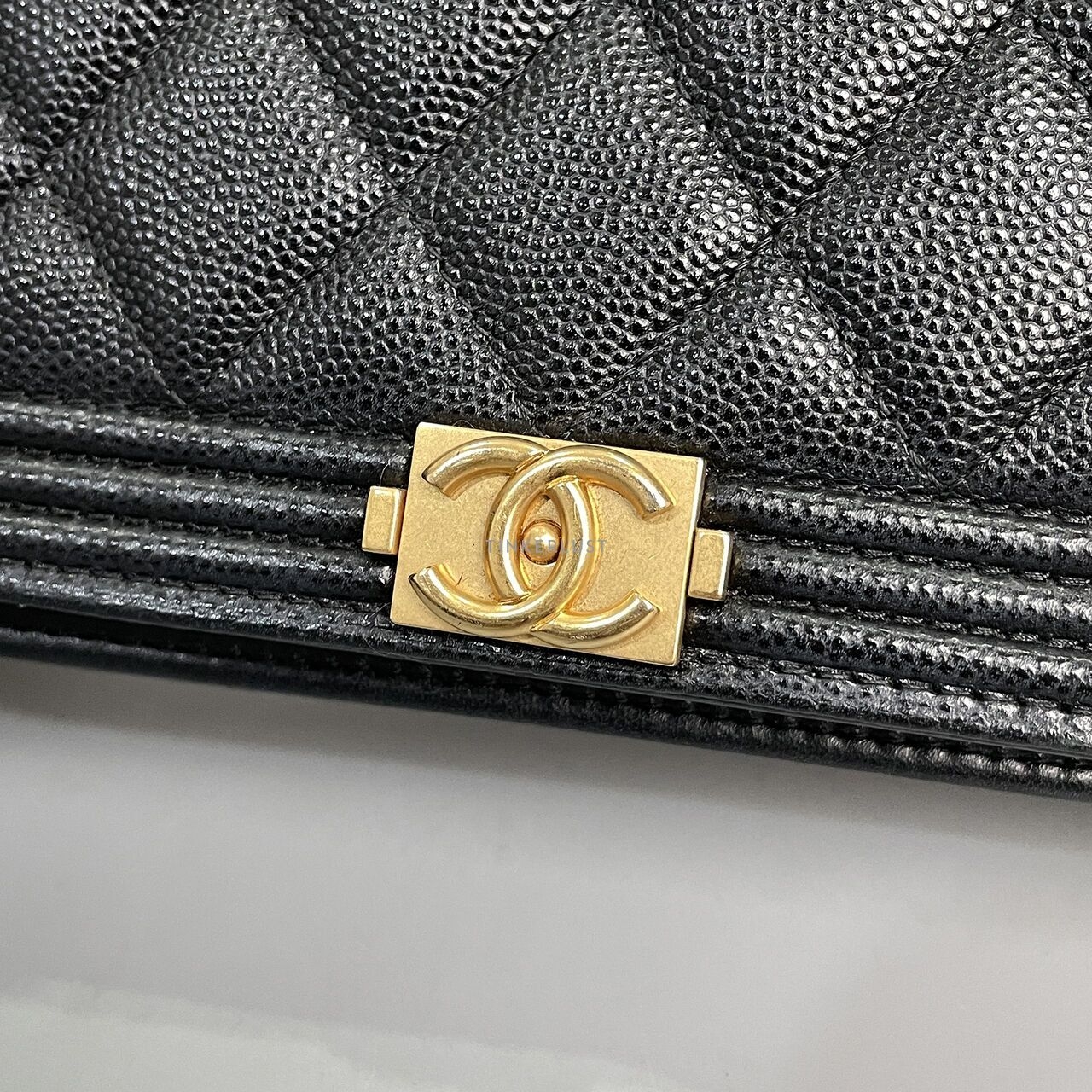 Chanel Boy Caviar Quilted Black Chip GHW Wallet On Chain