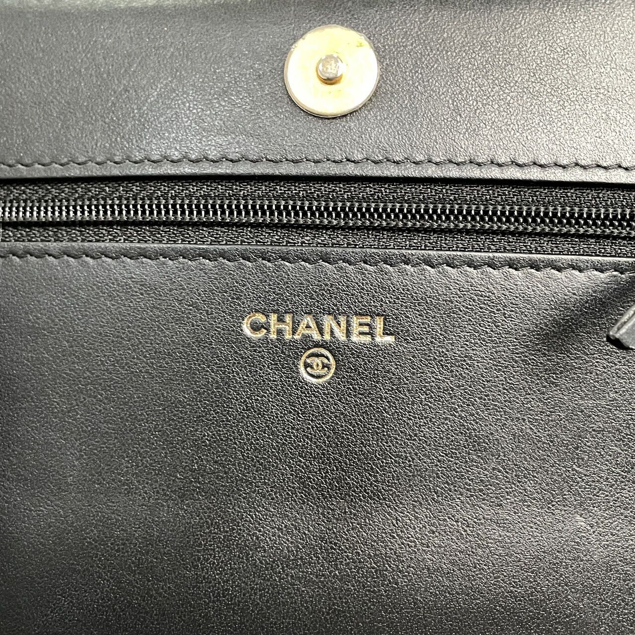 Chanel Boy Caviar Quilted Black Chip GHW Wallet On Chain