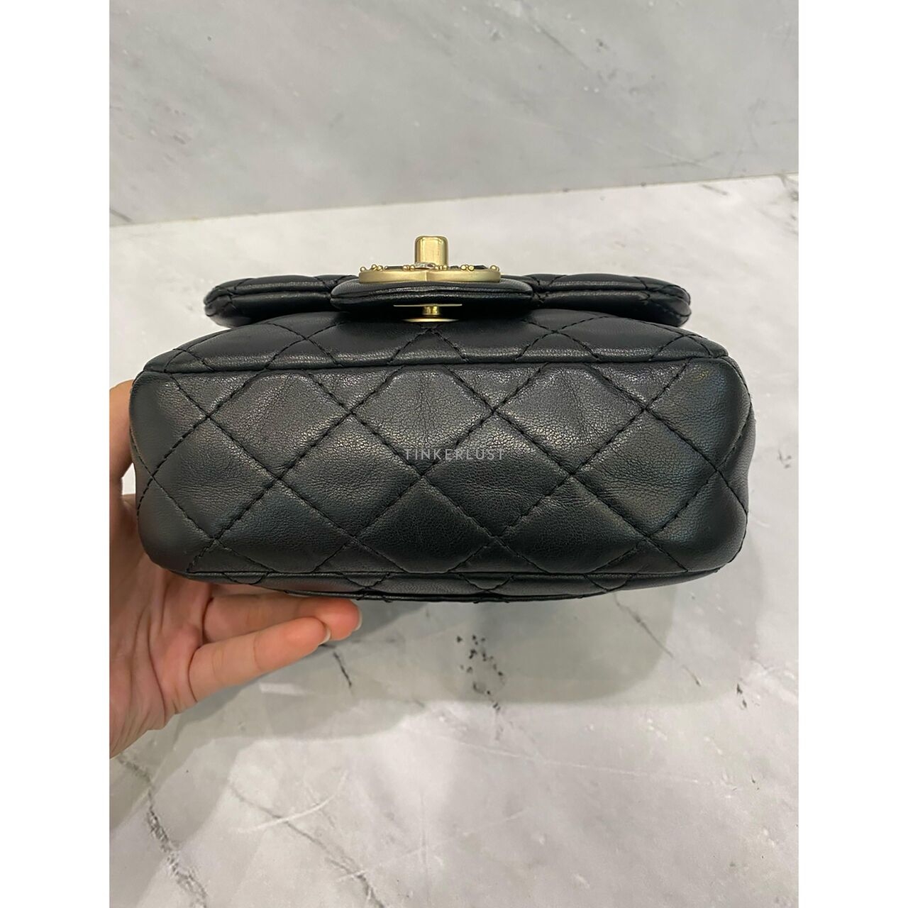 Chanel Mini Square Crystal Lock #14 LGHW Sling Bag