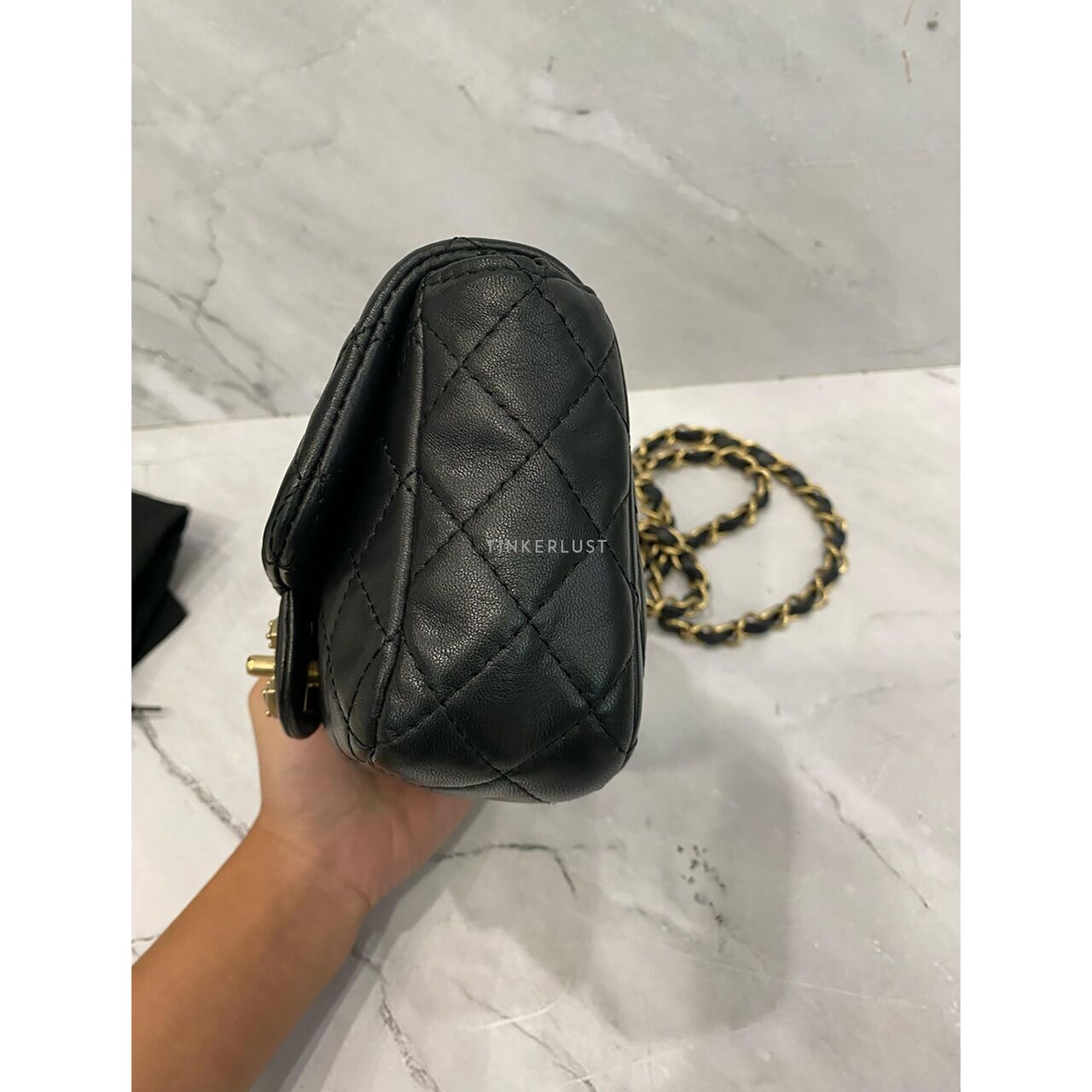 Chanel Mini Square Crystal Lock #14 LGHW Sling Bag