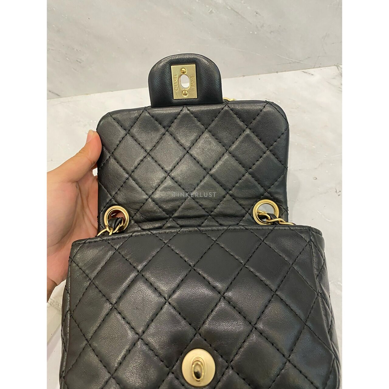 Chanel Mini Square Crystal Lock #14 LGHW Sling Bag