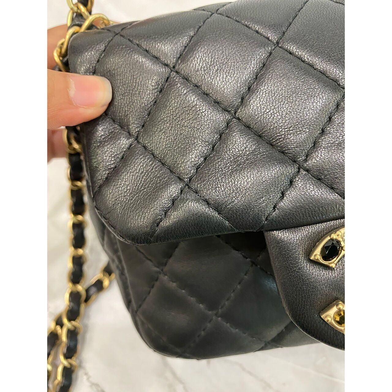 Chanel Mini Square Crystal Lock #14 LGHW Sling Bag