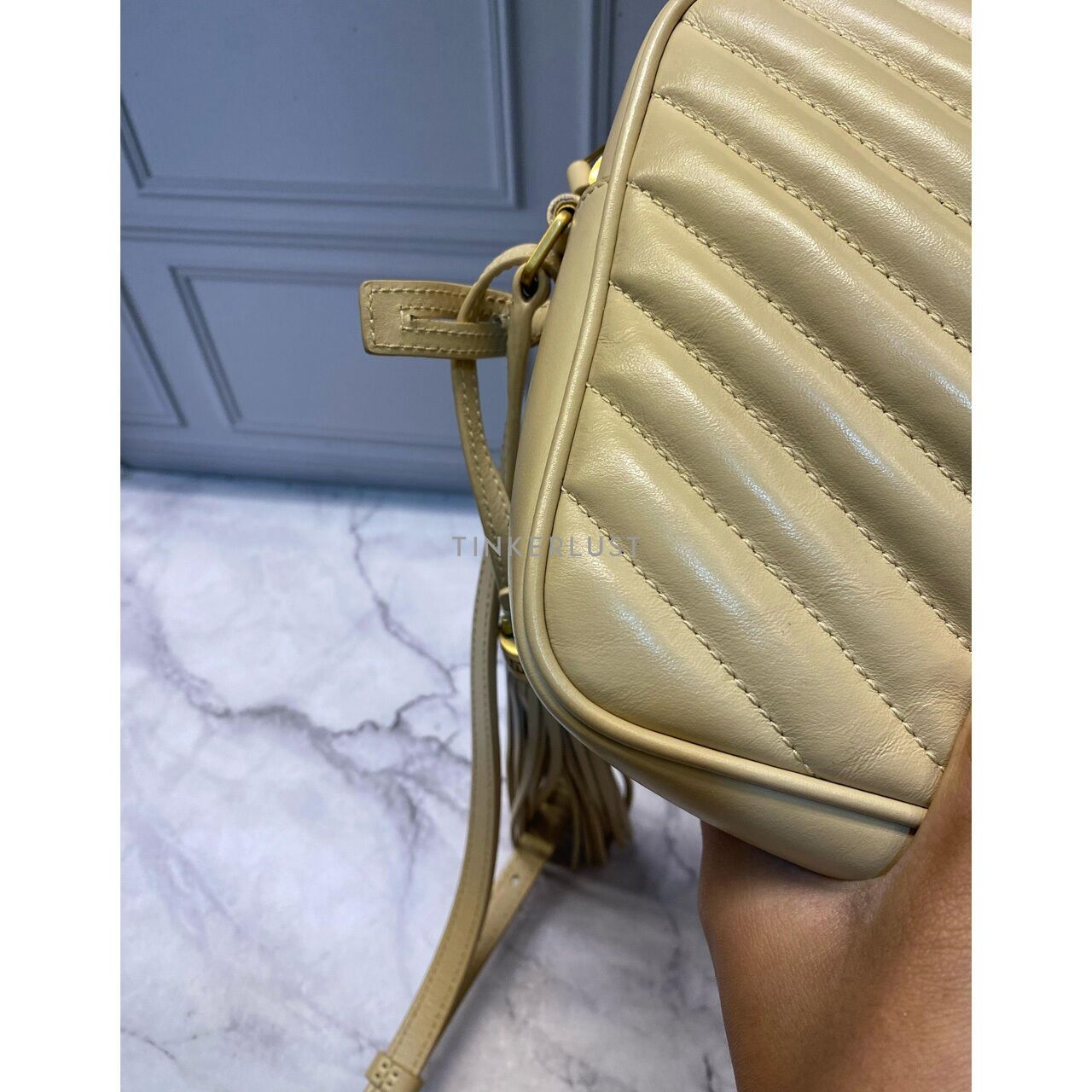 Saint Laurent Camera Bag Beige GHW 2021 Sling Bag