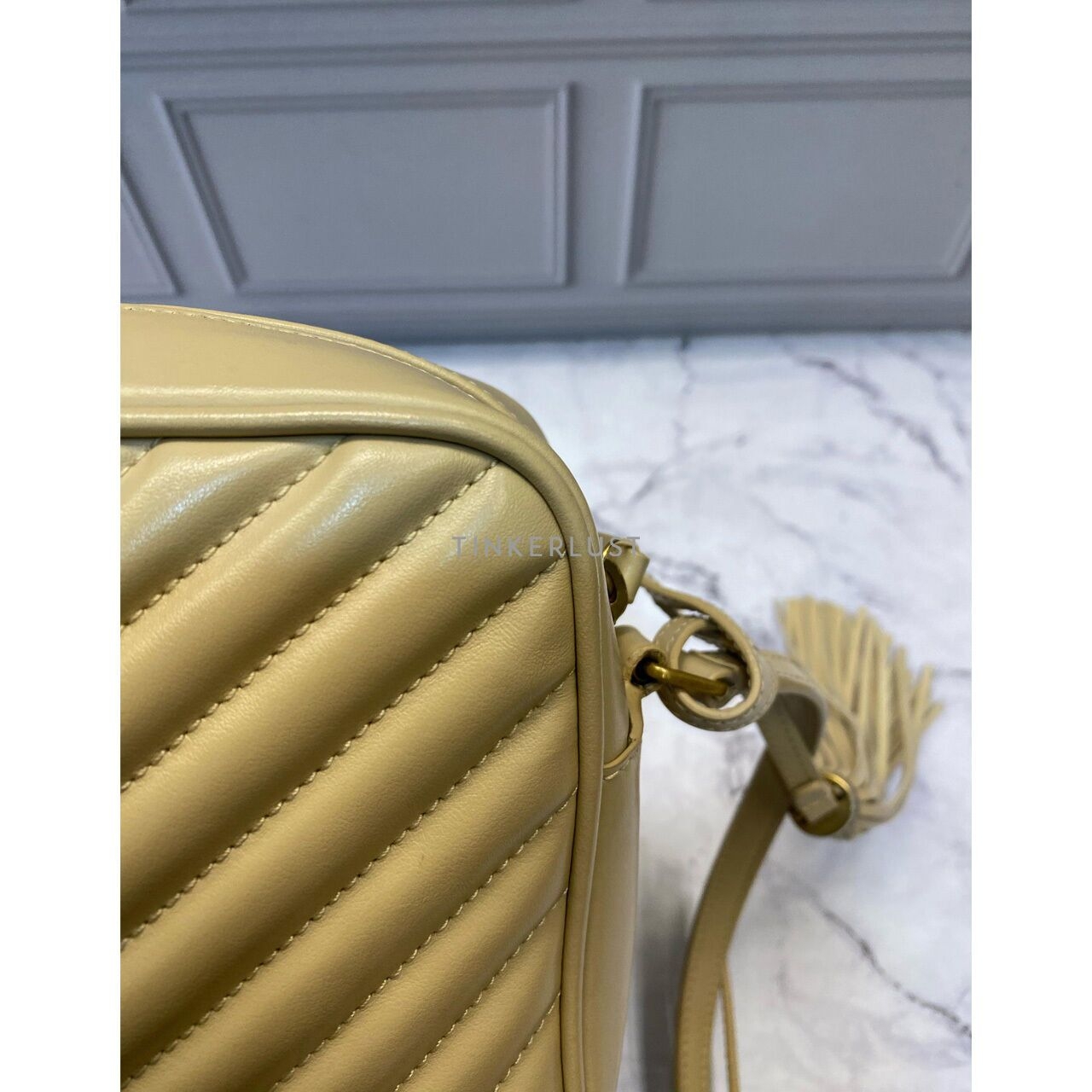 Saint Laurent Camera Bag Beige GHW 2021 Sling Bag