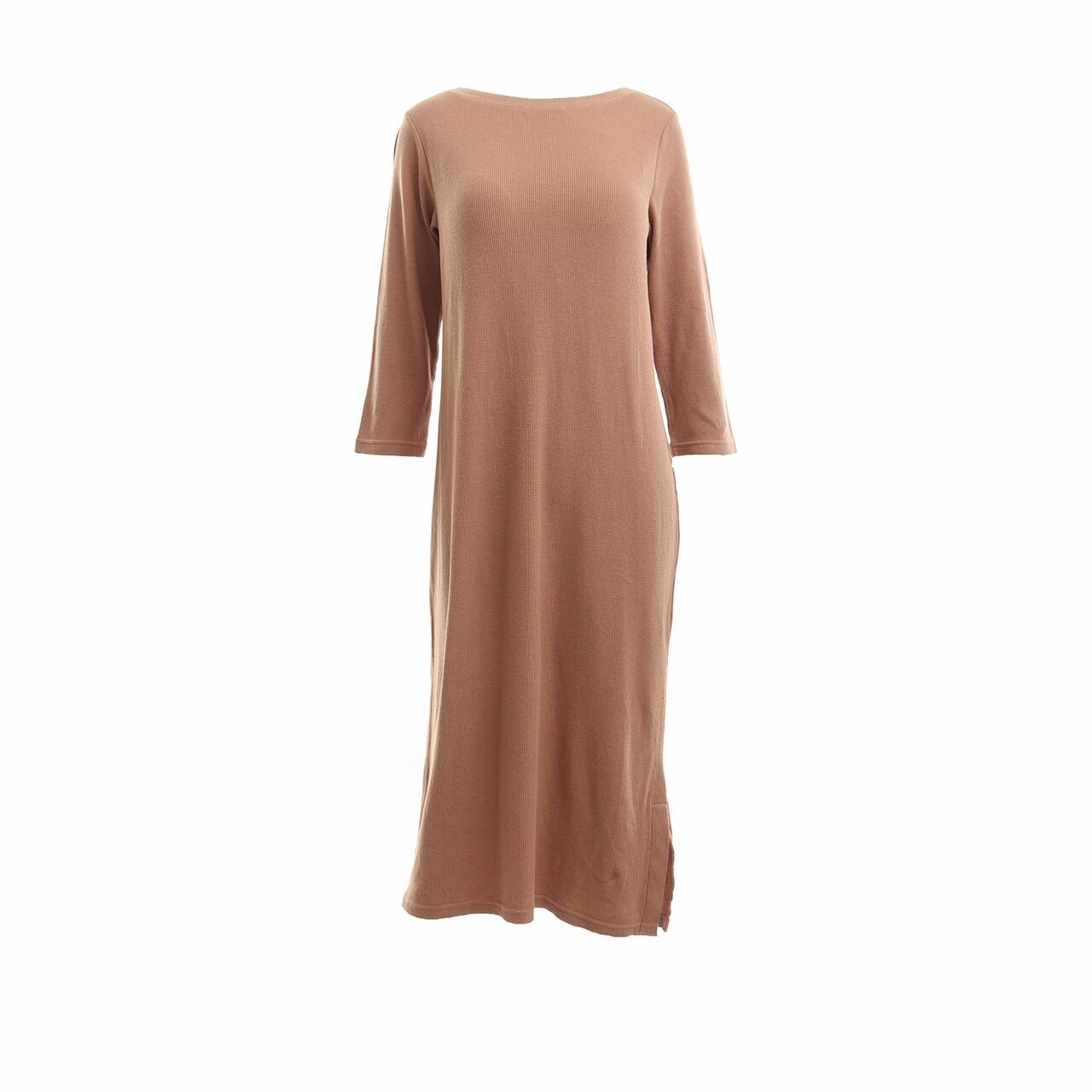 UNIQLO Brown With Paddning Midi Dress