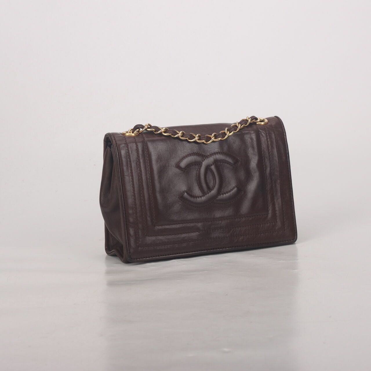 Chanel Vintage Matelasse CC Flap Chain Lambskin Dark Brown GHW Sling Bag