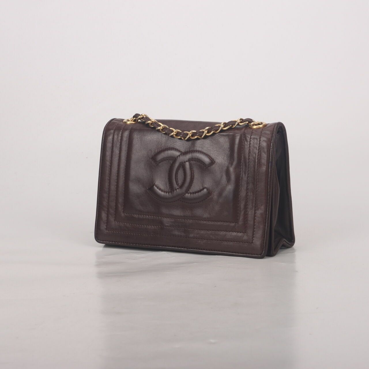 Chanel Vintage Matelasse CC Flap Chain Lambskin Dark Brown GHW Sling Bag