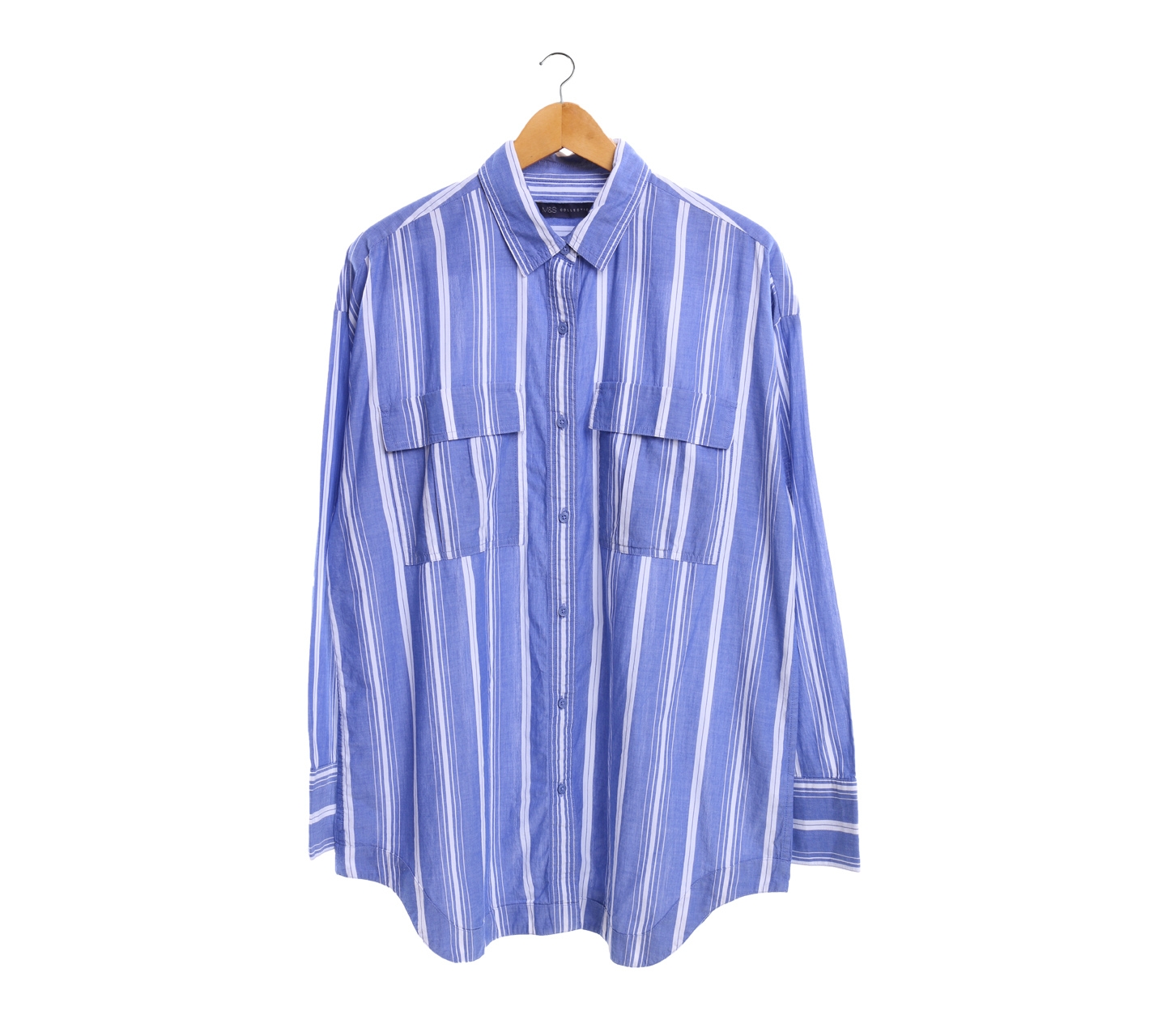 Marks & Spencer Blue And White Striped Shirt